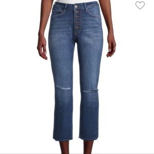 True Religion Starr High Rise Ripped Cut Hem Jeans